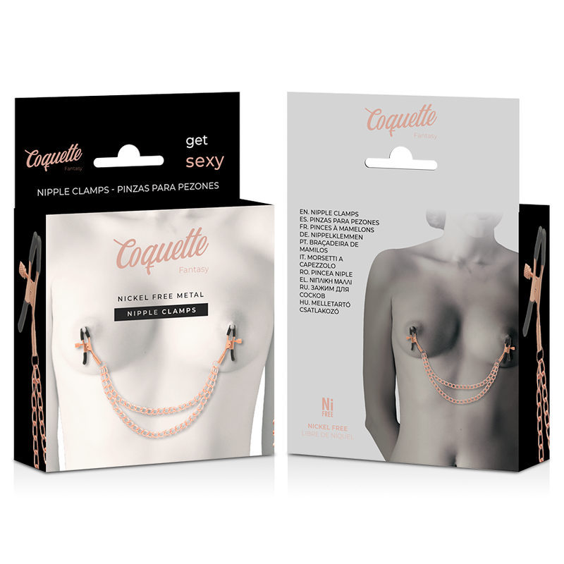 COQUETTE CHIC DESIRE - PINCES À TÉTONS FANTAISIE EN MÉTAL AVEC CHAÎNE