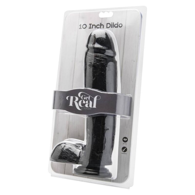 GET REAL - GODE 25,5 CM AVEC COUILLES NOIR