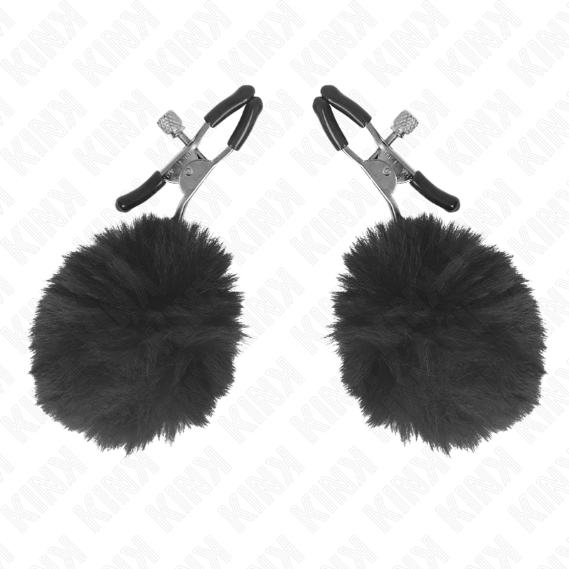 KINK - PINCE À TÉTONS EN FAUSSE FOURRURE NOIRE 6 CM