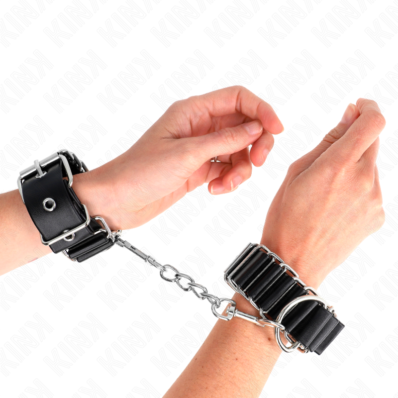 KINK - ATTACHES DE POIGNET FINES EN FORME DE CHARNIÈRE NOIRES RÉGLABLES 16-22 CM X 3,5 CM