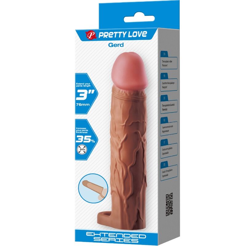 PRETTY LOVE - MANCHON PÉNIS GERD AVEC EXTENSION DE 7,6 CM MULATTO