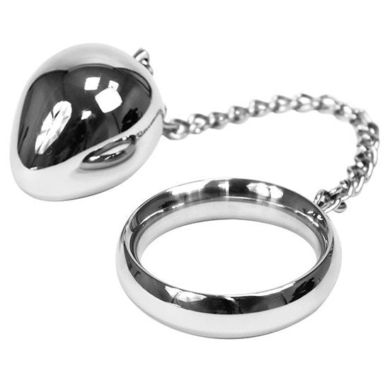 METAL HARD - ANILLO PARA PENE 45MM + CADENA CON BOLA METÁLICA