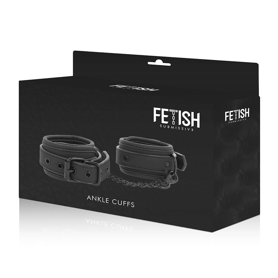FETISH SUBMISSIVE - ESPOSAS DE TOBILLO DE CUERO VEGANO CON FORRO DE NOPRENE