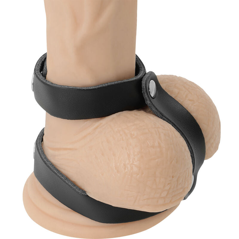 DARKNESS - ANILLO AJUSTABLE DE CUERO PARA PENE Y TESTÍCULOS