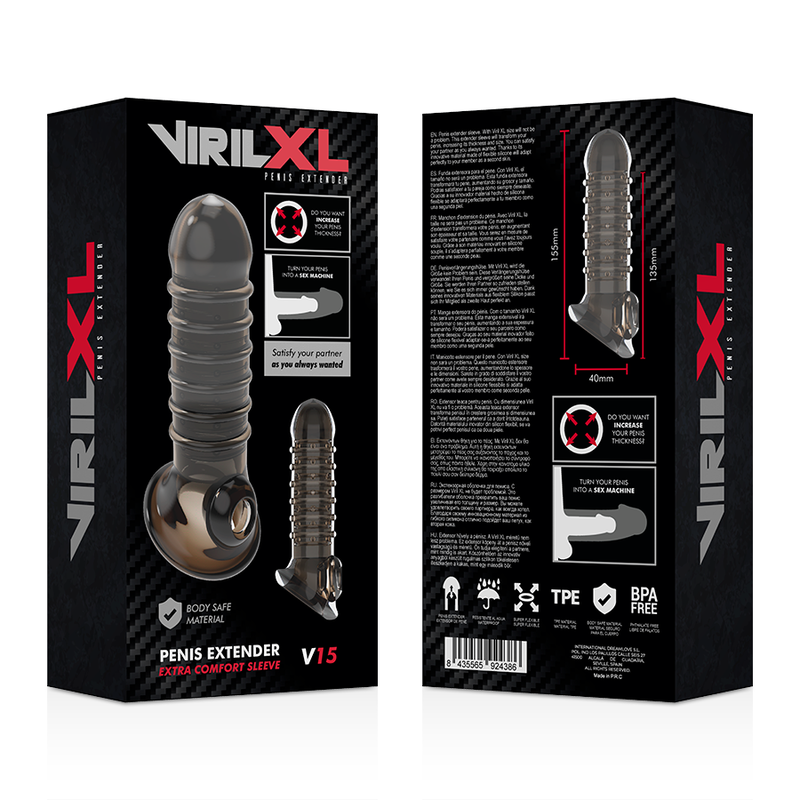 VIRILXL - EXTENSION ET GAINE POUR PÉNIS V15 NOIR