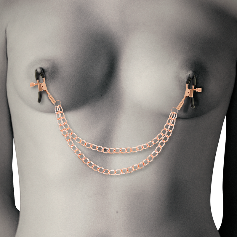 COQUETTE CHIC DESIRE - PINCES À TÉTONS FANTAISIE EN MÉTAL AVEC CHAÎNE