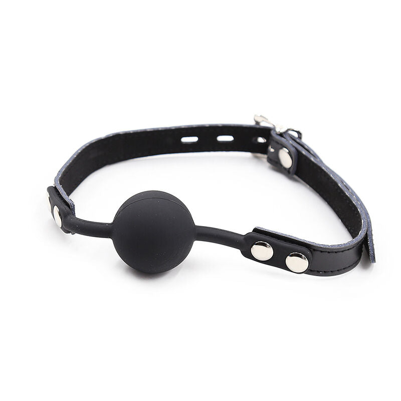 OHMAMA FETISH - BÂILLON BOULE EN SILICONE AVEC CEINTURE EN CUIR (CADENAS INCLUS)