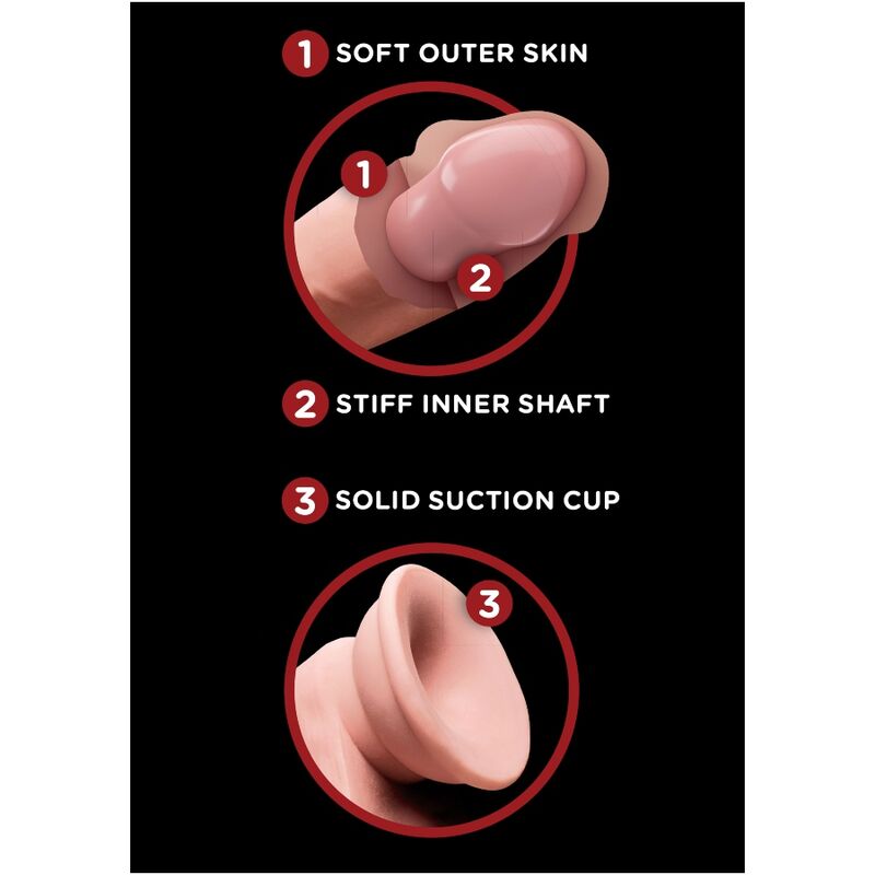 KING COCK - PLUS GODE 3D AVEC COUILLES BALANCANTES 15,2 CM PEAU CLAIRE