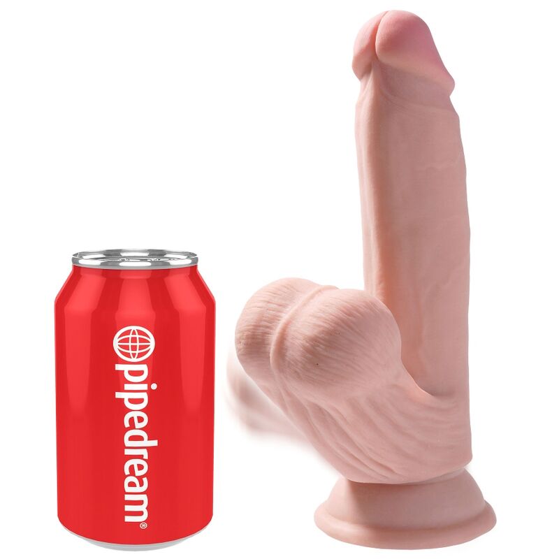 KING COCK - PLUS GODE 3D AVEC COUILLES BALANCANTES 15,2 CM PEAU CLAIRE