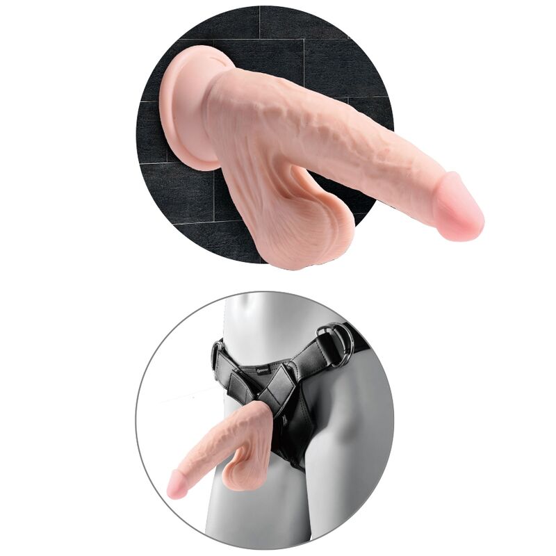 KING COCK - PLUS GODE 3D AVEC COUILLES BALANCANTES 15,2 CM PEAU CLAIRE