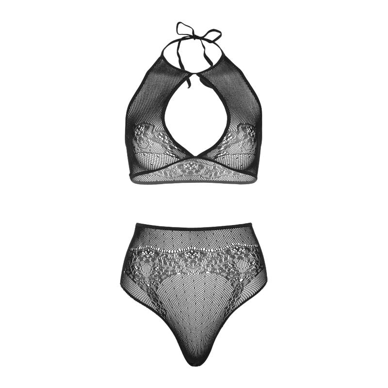 LEG AVENUE - ENSEMBLE DEUX PIÈCES HAUT COURT DOS ET CULOTTE STRING CULOTTE TAILLE UNIQUE
