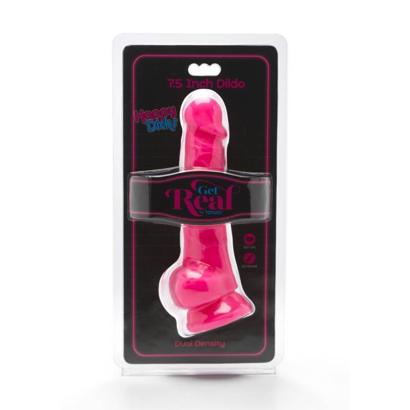 GET REAL - HAPPY DICKS 19 CM AVEC COUILLES ROSE