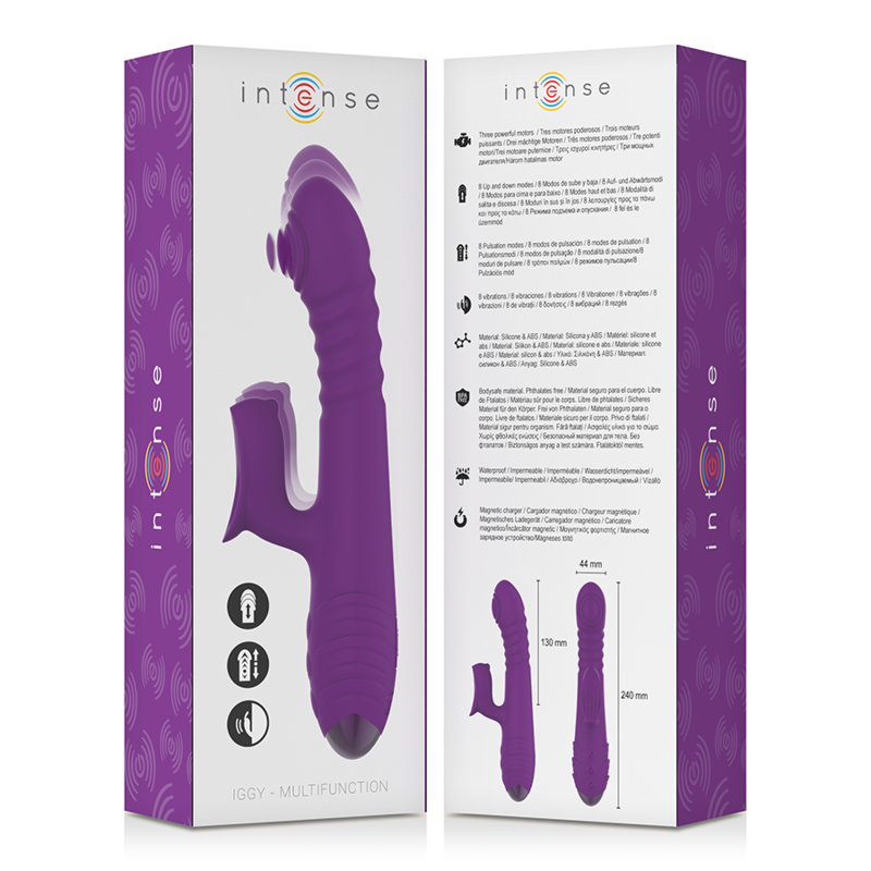 INTENSE - IGGY VIBRATEUR RECHARGEABLE MULTIFONCTION HAUT ET BAS AVEC STIMULATEUR CLITORISÉ VIOLET