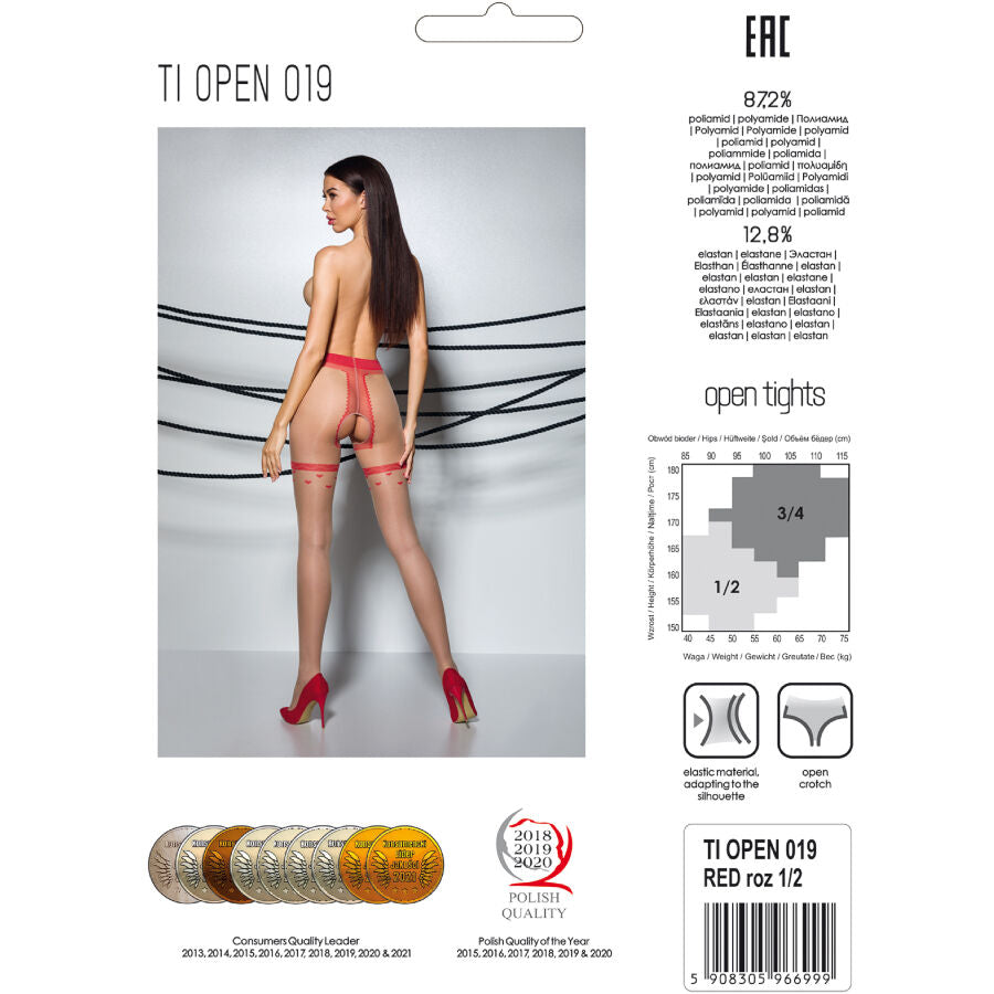 PASSION - TIOPEN 019 BLACK/RED TIGHTS 3/4 20 DEN
