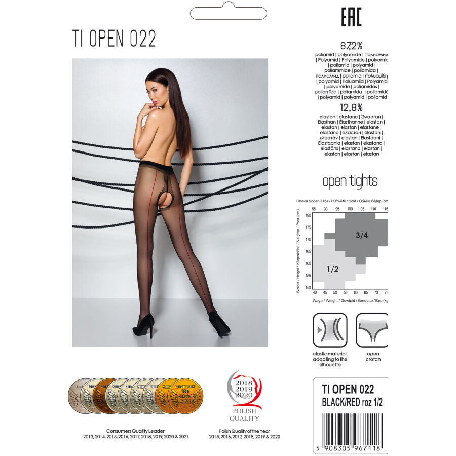 PASSION - TIOPEN 022 COLLANT NOIR/ROUGE 3/4 20 DEN