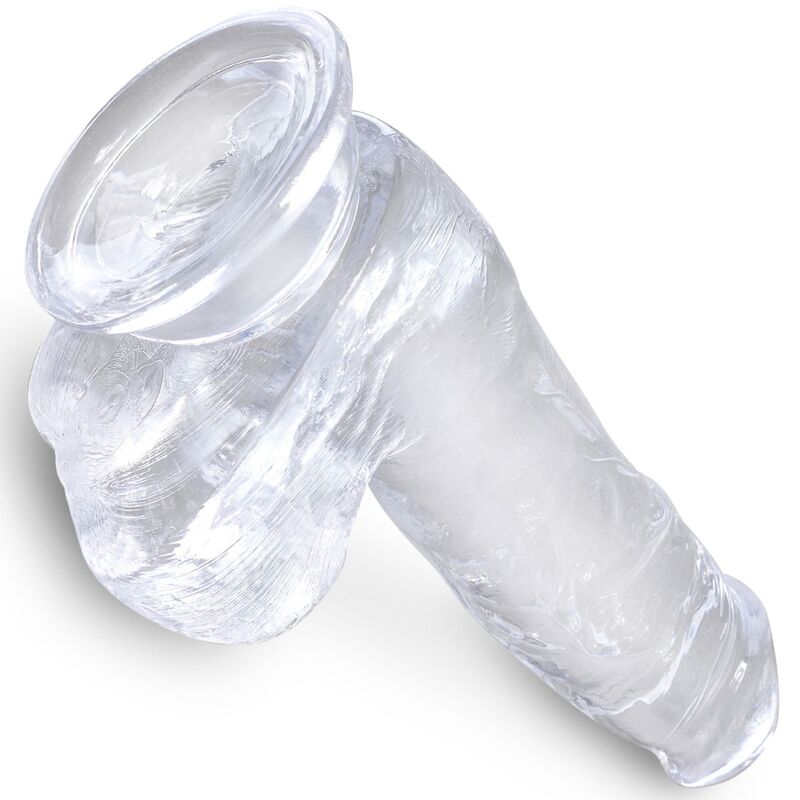 KING COCK - PÉNIS RÉALISTE TRANSPARENT AVEC COUILLES 13,5 CM TRANSPARENT