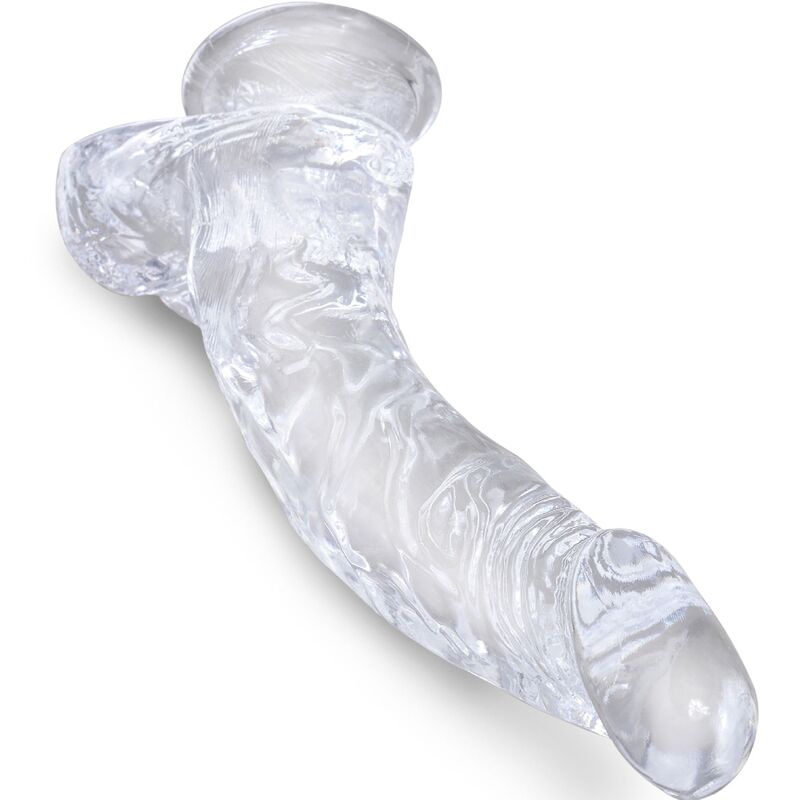 KING COCK - PÉNIS COURBÉ RÉALISTE ET TRANSPARENT AVEC COUILLES 16,5 CM