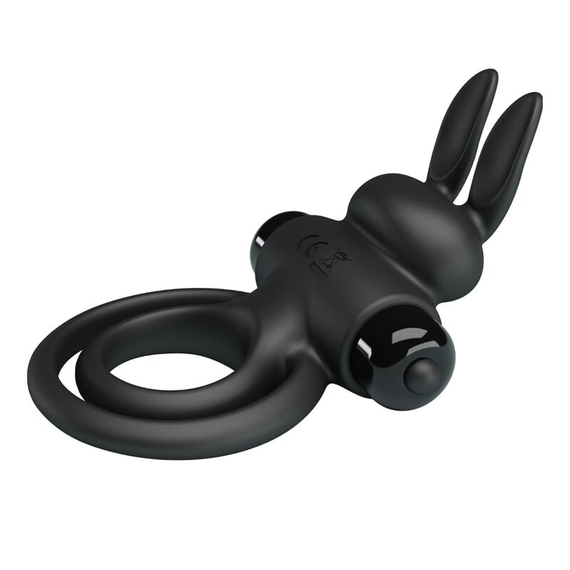 PRETTY LOVE - VIBRATEUR III ANNEAU DE LAPIN POUR PÉNIS NOIR