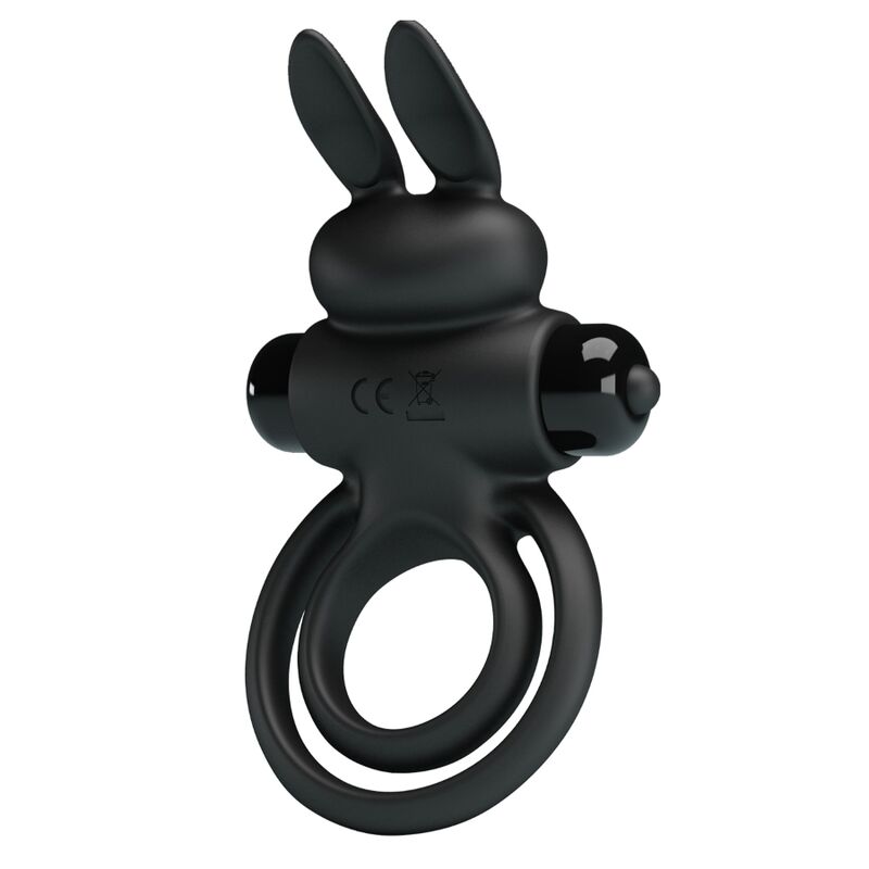 PRETTY LOVE - VIBRATEUR III ANNEAU DE LAPIN POUR PÉNIS NOIR
