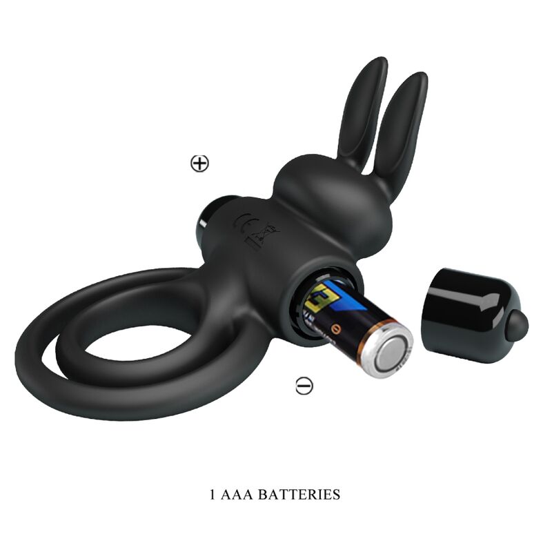 PRETTY LOVE - VIBRATEUR III ANNEAU DE LAPIN POUR PÉNIS NOIR