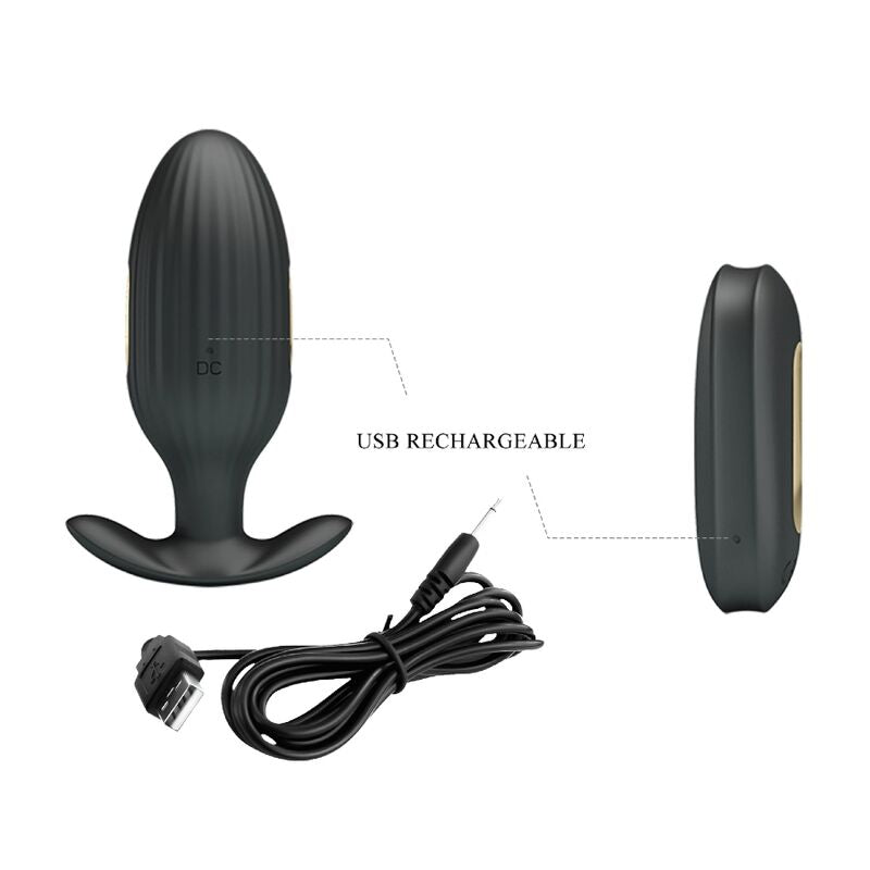 PRETTY LOVE - VIBRADOR ANAL RECARGABLE KELLY PLUG NEGRO