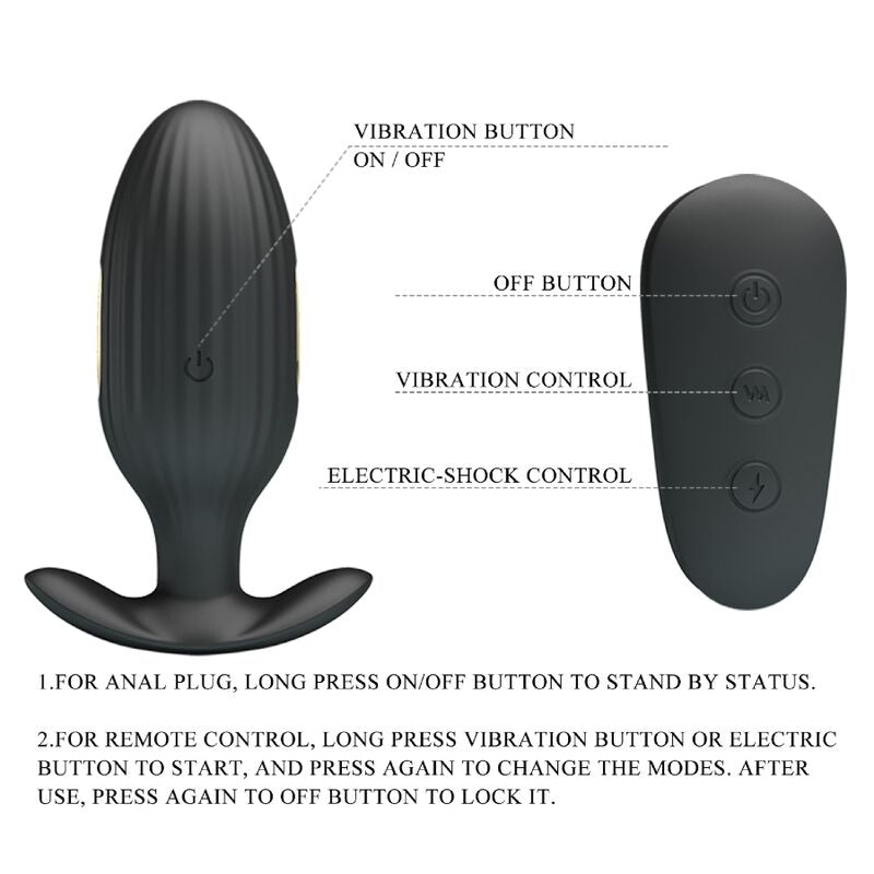 PRETTY LOVE - VIBRADOR ANAL RECARGABLE KELLY PLUG NEGRO