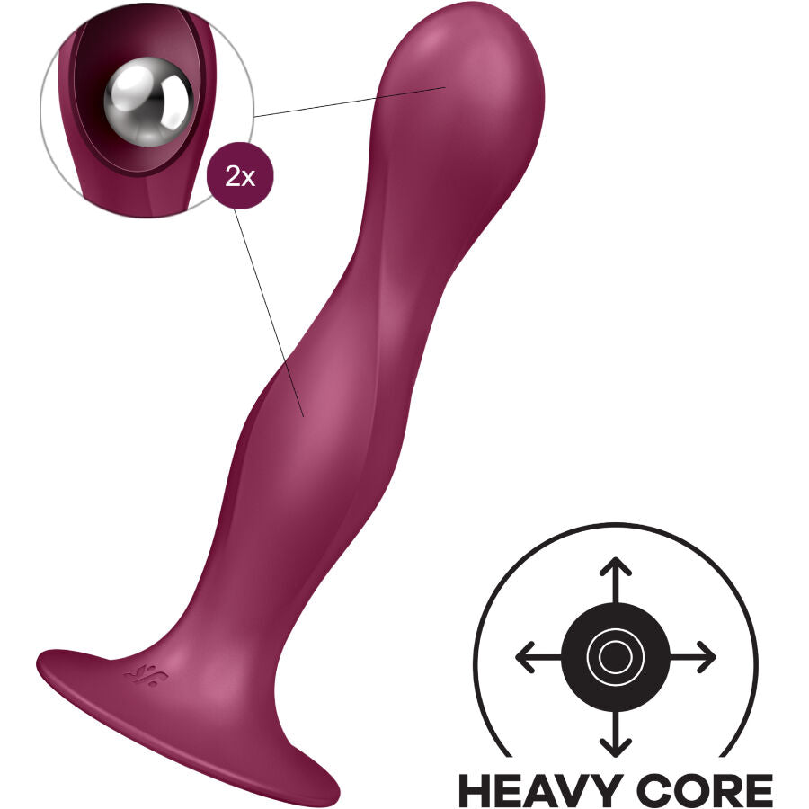 SATISFYER - DOUBLE BALL-R GODE EN SILICONE GRENAT