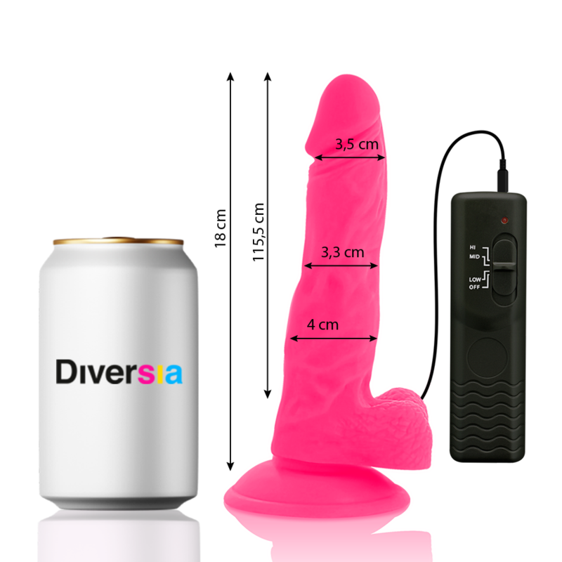 DIVERSIA - GODE VIBRANT FLEXIBLE ROSE 18 CM -O- 4 CM