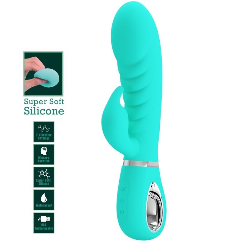 PRETTY LOVE - VIBRATEUR POINT G MULTIFONCTION PRESCOTT VERT AQUA