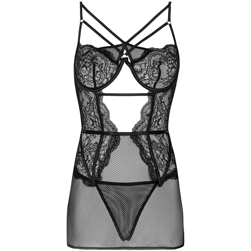 LIVCO CORSETTI FASHION - BARIRIN LC 90633 CHEMISE + CULOTTE NOIRE