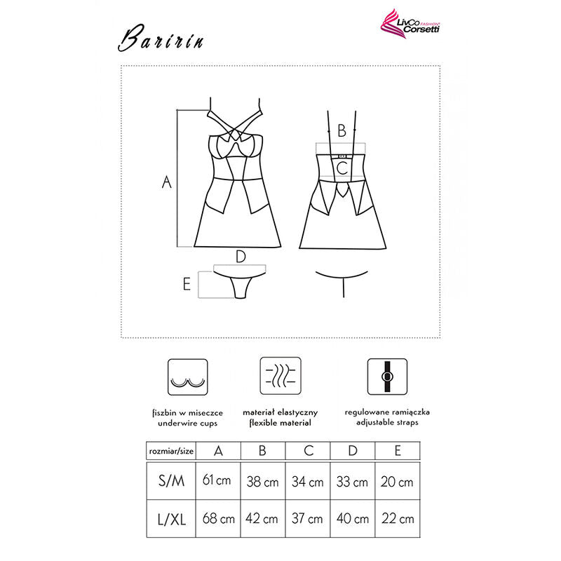 LIVCO CORSETTI FASHION - BARIRIN LC 90633 CHEMISE + CULOTTE NOIRE