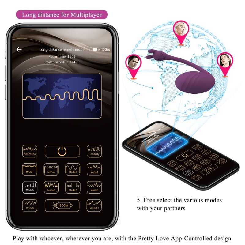 PRETTY LOVE - VIBRADOR CATALINA APP CONTROL REMOTO MORADO