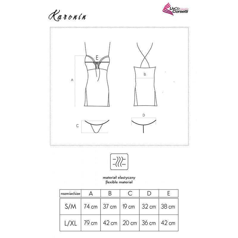 LIVCO CORSETTI FASHION - KARONIN LC 90628 CHEMISE + CULOTTE NOIRE