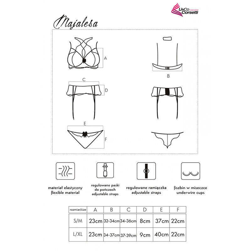 LIVCO CORSETTI FASHION - MAJALESA LC 90526 SOUTIEN-GORGE + PORTE-JARRETELLES + CULOTTE NOIR
