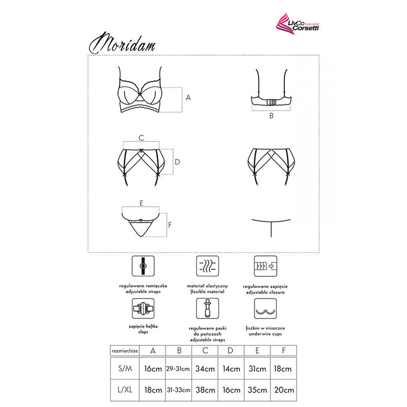LIVCO CORSETTI FASHION - MORIDAM LC 90552 SOUTIEN-GORGE + Jarretière + CULOTTE NÉGRO