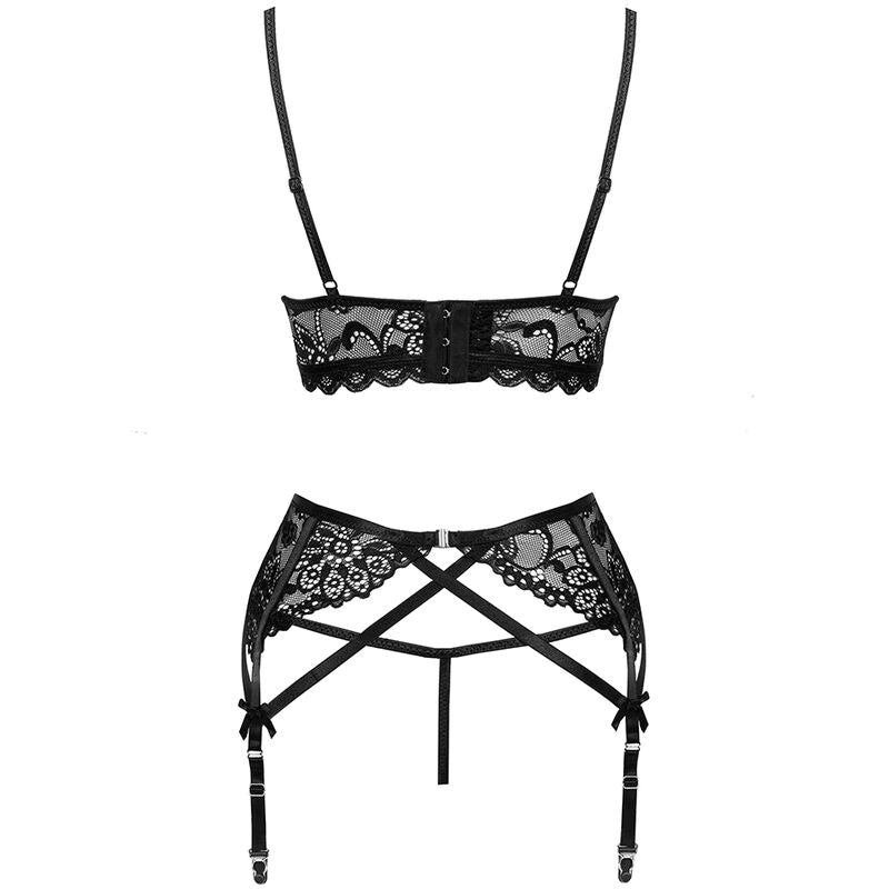 LIVCO CORSETTI FASHION - MORIDAM LC 90552 SOUTIEN-GORGE + Jarretière + CULOTTE NÉGRO