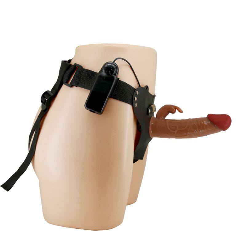PRETTY LOVE - MARION HARNESS BRAGUITAS UNIVERSALES CON DILDO VIBRADOR 19 CM MARRÓN
