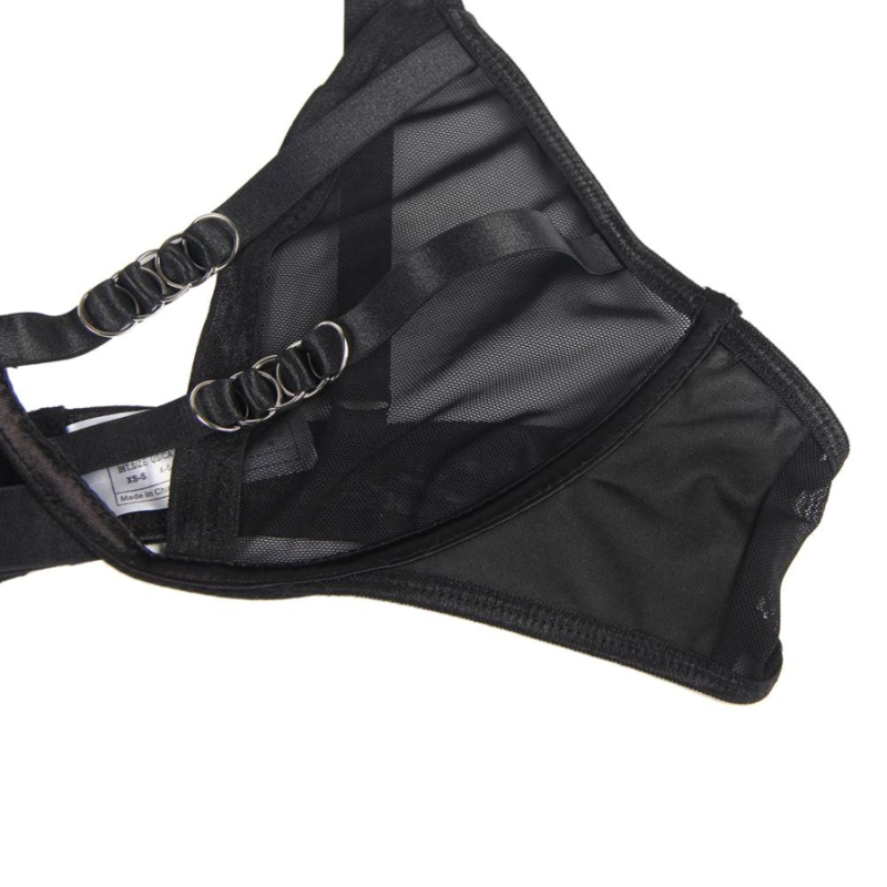 SUBBLIME - ENSEMBLE DEUX PIÈCES SOUTIEN-GORGE TRANSPARENT ET BANDES S/M