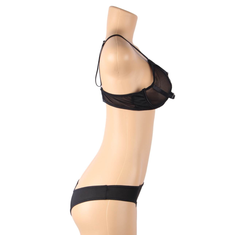 SUBBLIME - ENSEMBLE DEUX PIÈCES SOUTIEN-GORGE TRANSPARENT ET BANDES S/M