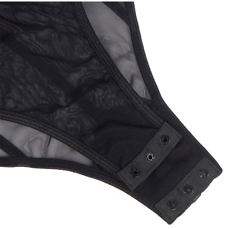 SUBBLIME - BLACK CHAIN SUSPENDERS BODYSUIT L/XL