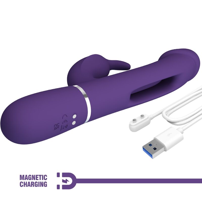 PRETTY LOVE - KAMPAS RABBIT VIBRATEUR MULTIFONCTION 3 EN 1 AVEC LANGUE VIOLET
