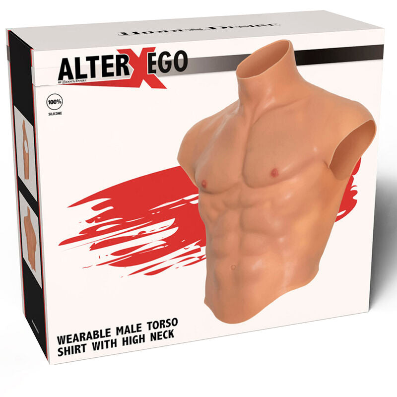 DÉSIR CACHÉ - T-SHIRT TORSE HOMME EN SILICONE ALTER EGO AVEC CHAIR ABS