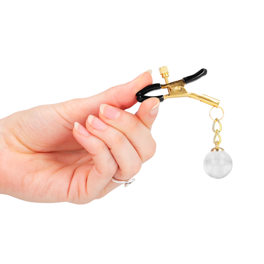 KINK - PINZAS PARA PEZONES CON CUENTAS DE VIDRIO DORADAS 6 CM