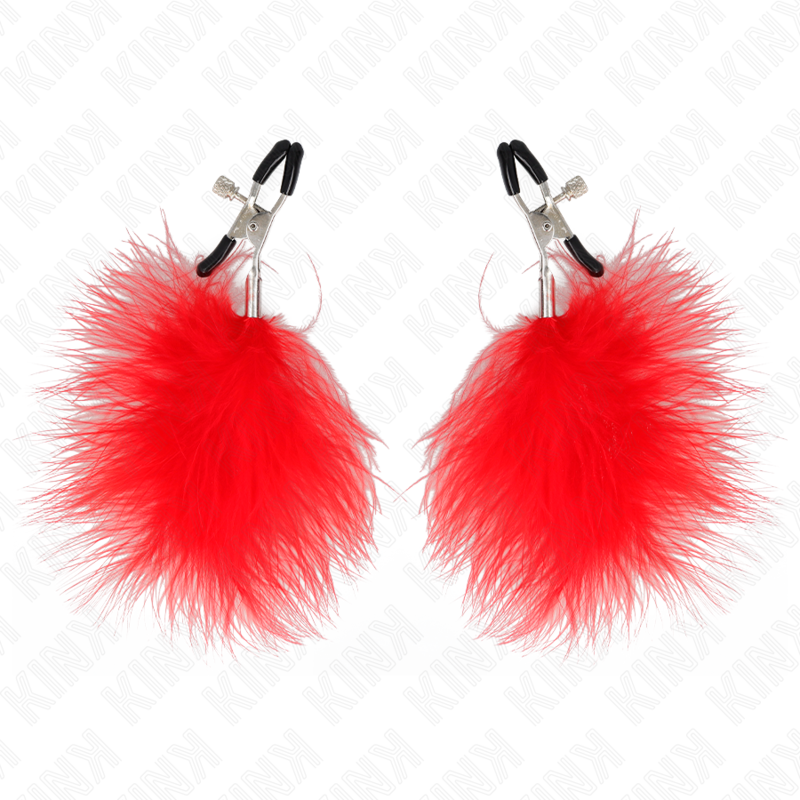 KINK - PINCE À TÉTONS PLUME ROUGE 7 CM