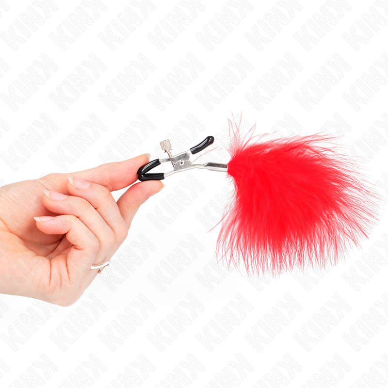 KINK - PINCE À TÉTONS PLUME ROUGE 7 CM