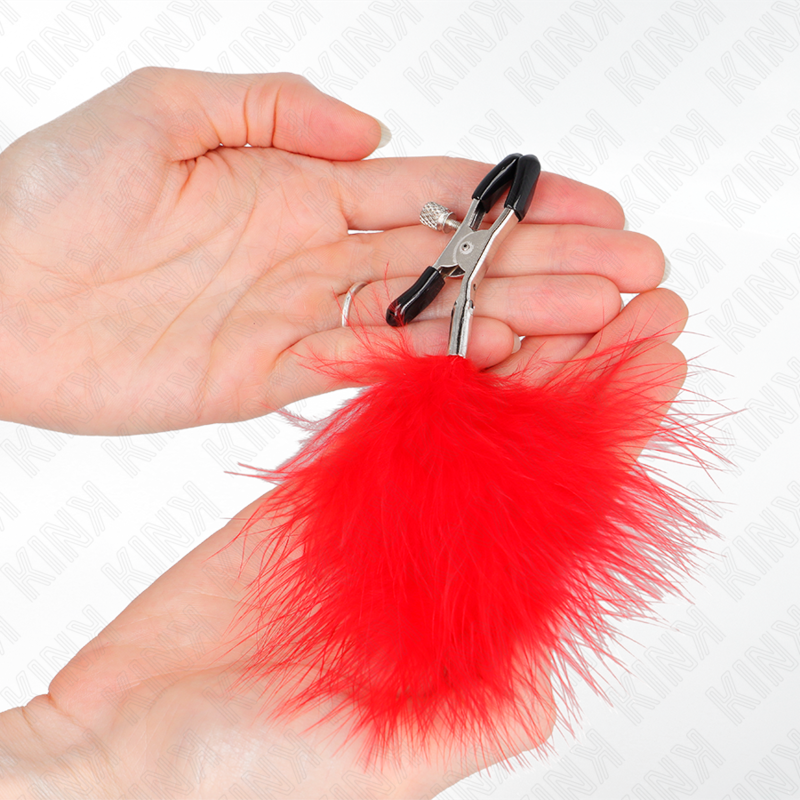 KINK - PINCE À TÉTONS PLUME ROUGE 7 CM