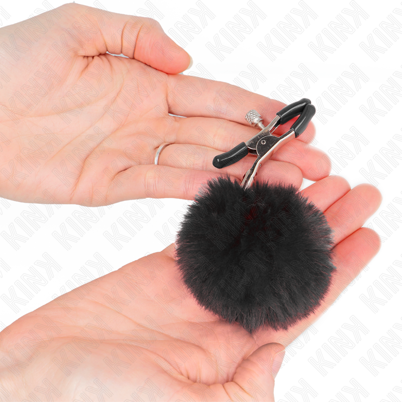 KINK - PINCE À TÉTONS EN FAUSSE FOURRURE NOIRE 6 CM