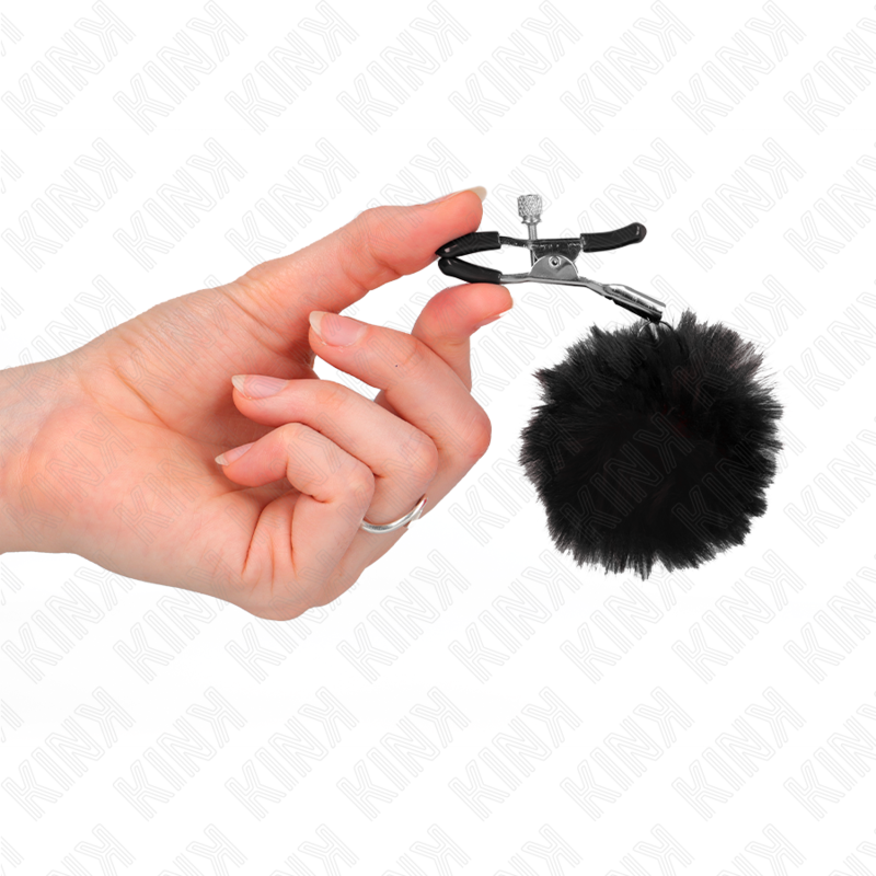 KINK - PINCE À TÉTONS EN FAUSSE FOURRURE NOIRE 6 CM