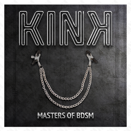 KINK - PINZAS PARA PEZONES CON 2 CADENAS GRUESAS PLATEADAS 20/23 CM