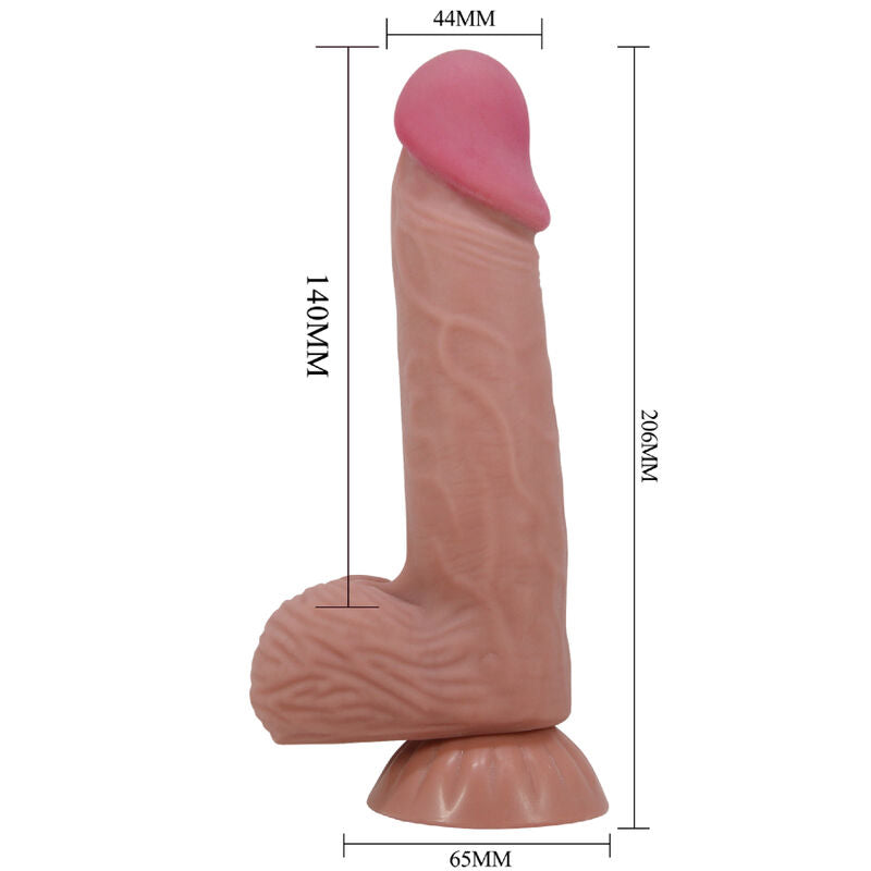 PRETTY LOVE - SÉRIE PEAU COULISSANTE GODE RÉALISTE AVEC VENTOUSE COULISSANTE EN PEAU MARRON 20,6 CM